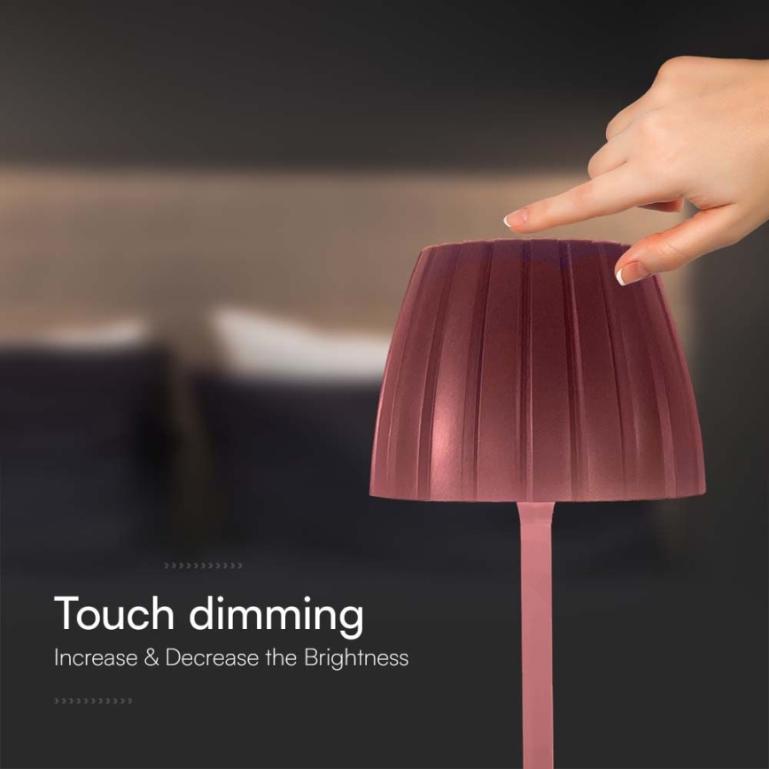 LED Dimbar uppladdningsbar touch bordslampa LED/2,7W/5V 3000/4000/6000K 1800 mAh brun