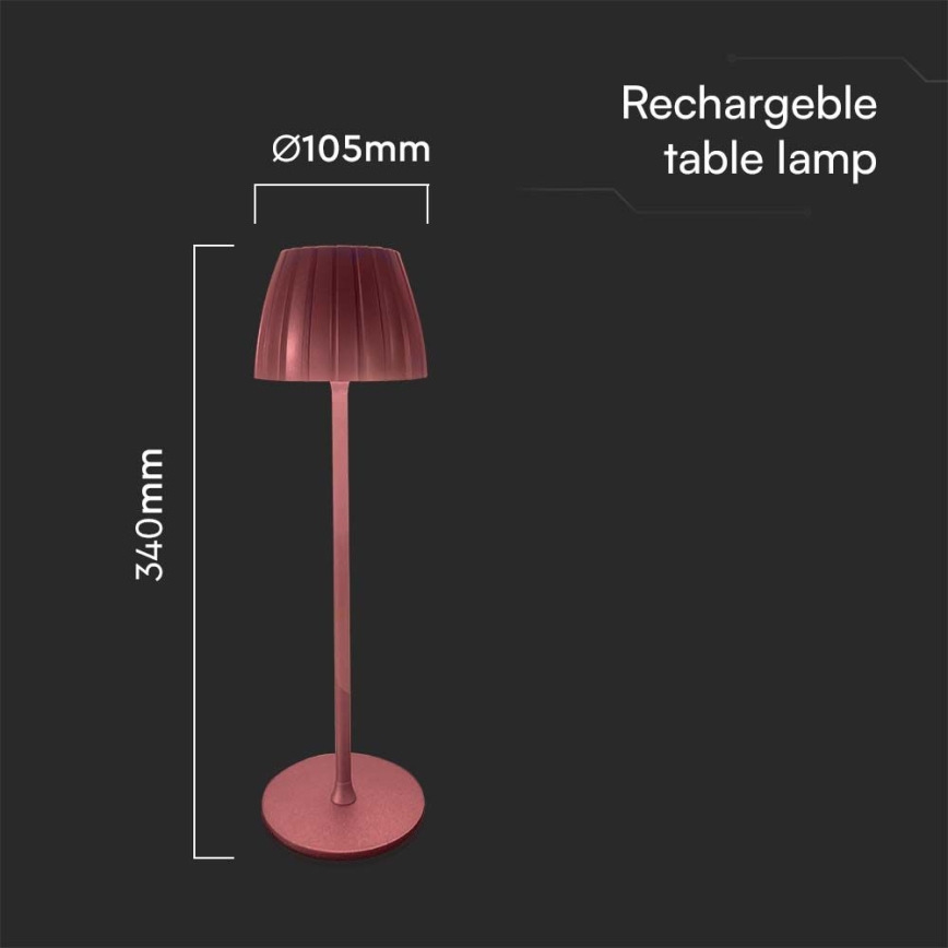 LED Dimbar uppladdningsbar touch bordslampa LED/2,7W/5V 3000/4000/6000K 1800 mAh brun