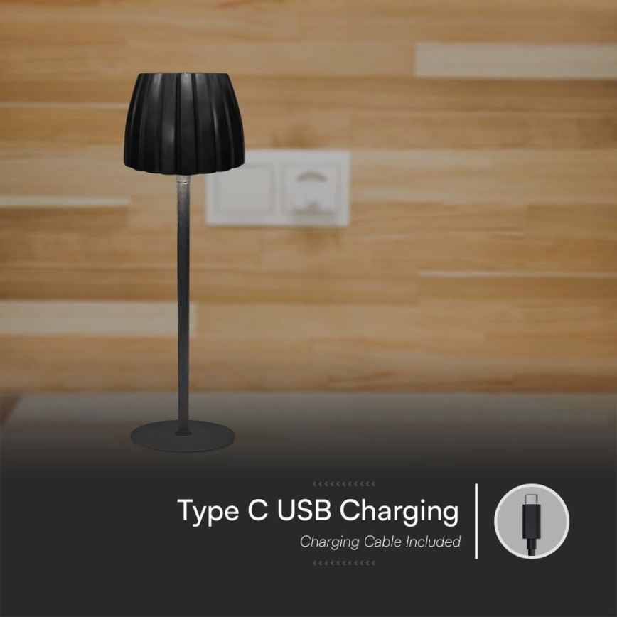LED Dimbar uppladdningsbar touch bordslampa LED/2,7W/5V 3000/4000/6000K 1800 mAh svart