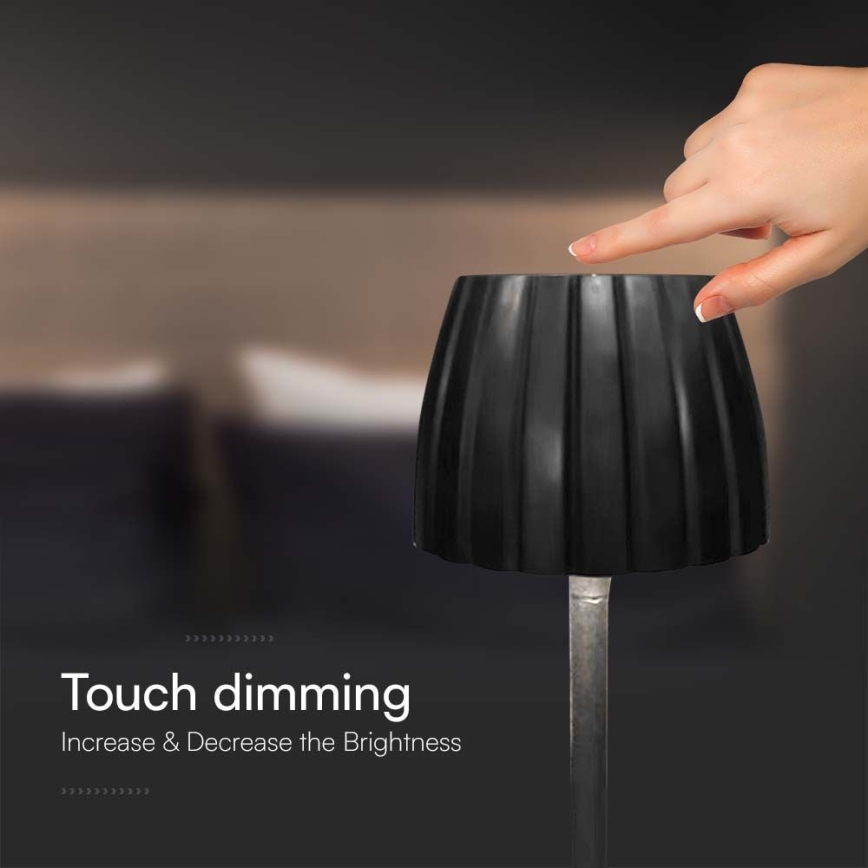 LED Dimbar uppladdningsbar touch bordslampa LED/2,7W/5V 3000/4000/6000K 1800 mAh svart
