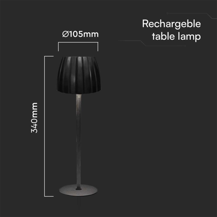 LED Dimbar uppladdningsbar touch bordslampa LED/2,7W/5V 3000/4000/6000K 1800 mAh svart