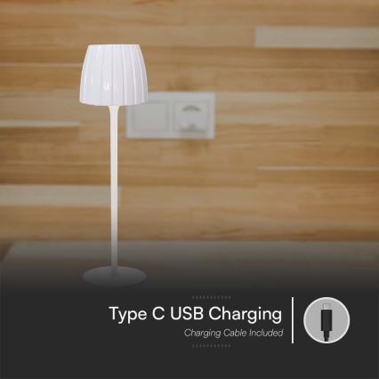 LED Dimbar uppladdningsbar touch bordslampa LED/2,7W/5V 3000/4000/6000K 1800 mAh vit