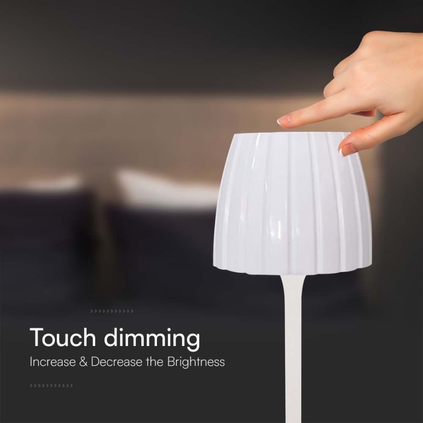 LED Dimbar uppladdningsbar touch bordslampa LED/2,7W/5V 3000/4000/6000K 1800 mAh vit