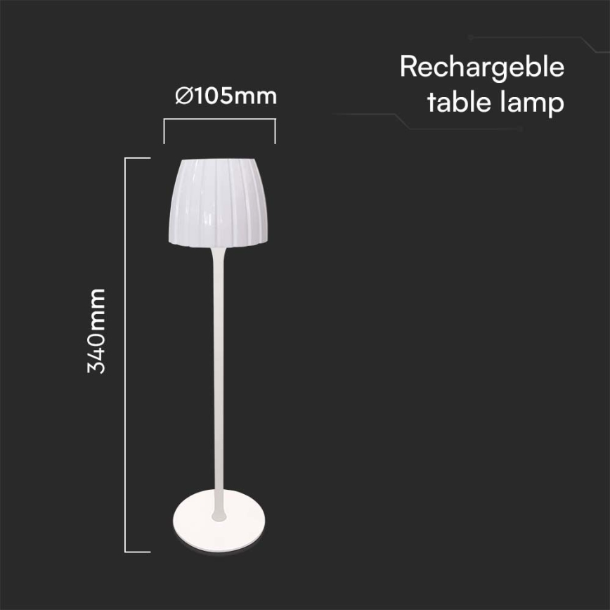 LED Dimbar uppladdningsbar touch bordslampa LED/2,7W/5V 3000/4000/6000K 1800 mAh vit
