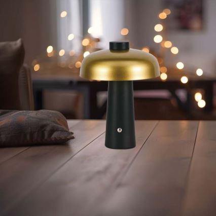 LED Dimbar uppladdningsbar touch bordslampa LED/3W/5V 3000-6000K 1800 mAh svart/guld