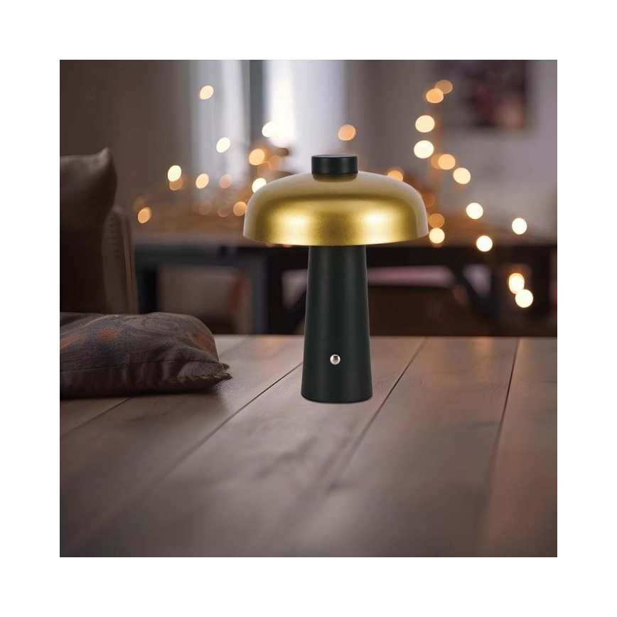 LED Dimbar uppladdningsbar touch bordslampa LED/3W/5V 3000-6000K 1800 mAh svart/guld