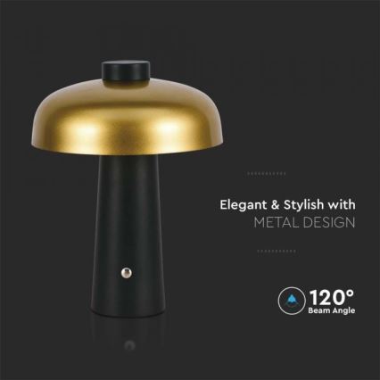 LED Dimbar uppladdningsbar touch bordslampa LED/3W/5V 3000-6000K 1800 mAh svart/guld