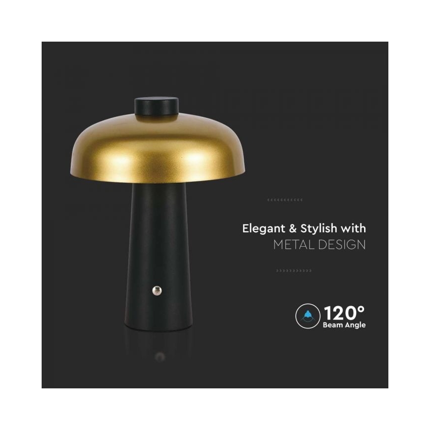 LED Dimbar uppladdningsbar touch bordslampa LED/3W/5V 3000-6000K 1800 mAh svart/guld