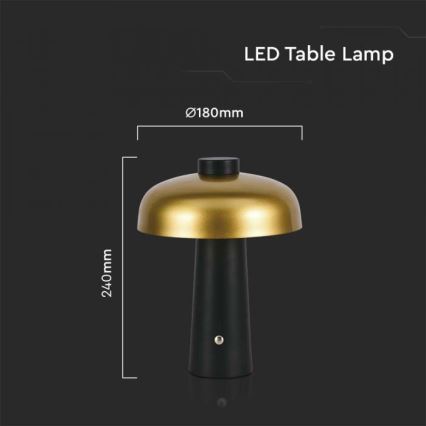 LED Dimbar uppladdningsbar touch bordslampa LED/3W/5V 3000-6000K 1800 mAh svart/guld