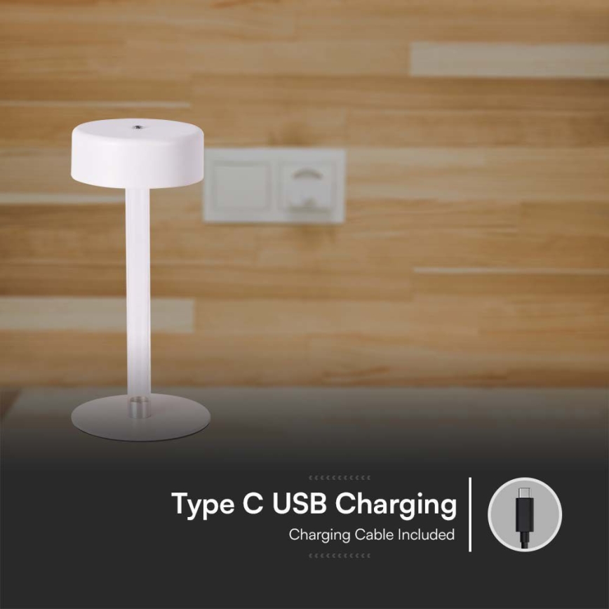 LED Dimbar uppladdningsbar touch bordslampa LED/3W/5V 3000-6000K 2400 mAh vit