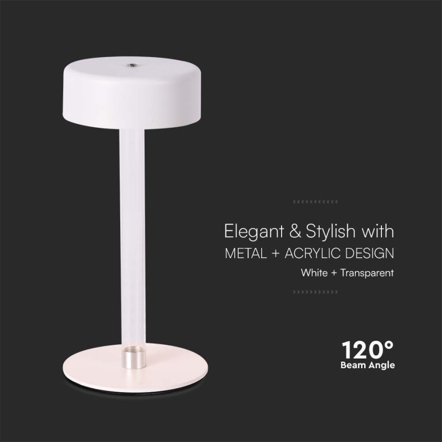 LED Dimbar uppladdningsbar touch bordslampa LED/3W/5V 3000-6000K 2400 mAh vit