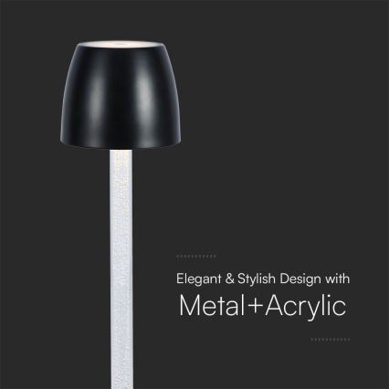 LED Dimbar uppladdningsbar touch bordslampa LED/3W/5V 3000K 1800 mAh svart