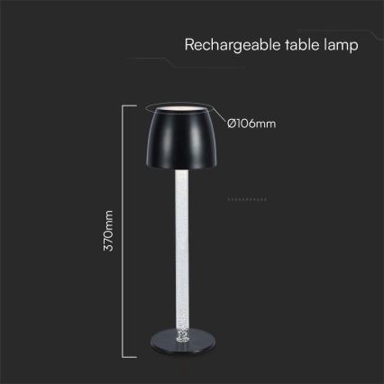 LED Dimbar uppladdningsbar touch bordslampa LED/3W/5V 3000K 1800 mAh svart