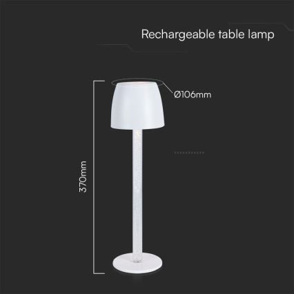 LED Dimbar uppladdningsbar touch bordslampa LED/3W/5V 3000K 1800 mAh svart