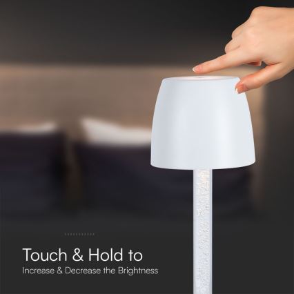 LED Dimbar uppladdningsbar touch bordslampa LED/3W/5V 3000K 1800 mAh vit
