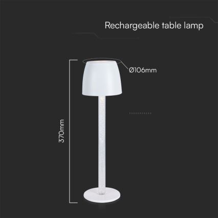LED Dimbar uppladdningsbar touch bordslampa LED/3W/5V 3000K 1800 mAh vit