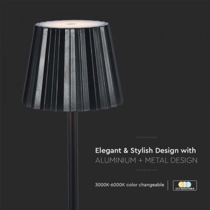 LED Dimbar uppladdningsbar touch bordslampa LED/4W/5V 3000-6000K 1800 mAh svart