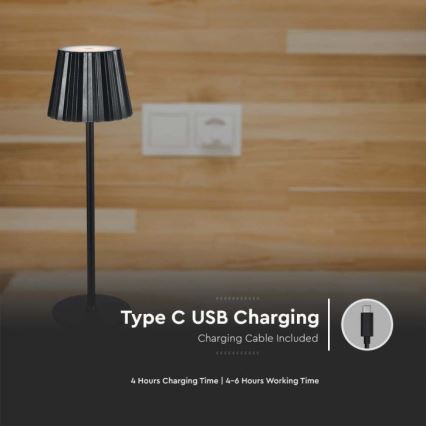 LED Dimbar uppladdningsbar touch bordslampa LED/4W/5V 3000-6000K 1800 mAh svart