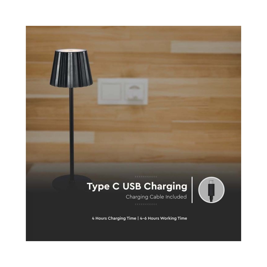 LED Dimbar uppladdningsbar touch bordslampa LED/4W/5V 3000-6000K 1800 mAh svart