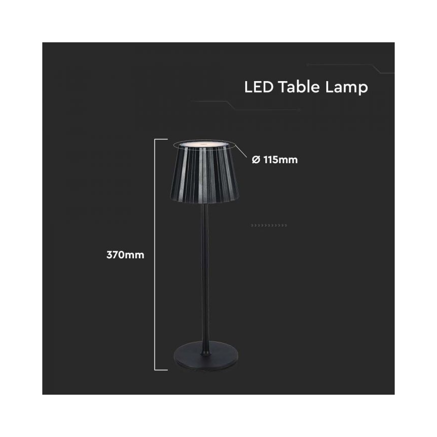 LED Dimbar uppladdningsbar touch bordslampa LED/4W/5V 3000-6000K 1800 mAh svart