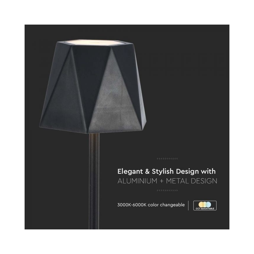 LED Dimbar uppladdningsbar touch bordslampa LED/4W/5V 3000-6000K 1800 mAh svart