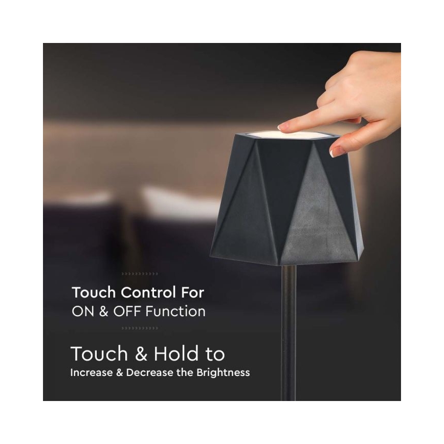 LED Dimbar uppladdningsbar touch bordslampa LED/4W/5V 3000-6000K 1800 mAh svart