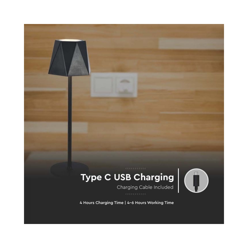 LED Dimbar uppladdningsbar touch bordslampa LED/4W/5V 3000-6000K 1800 mAh svart