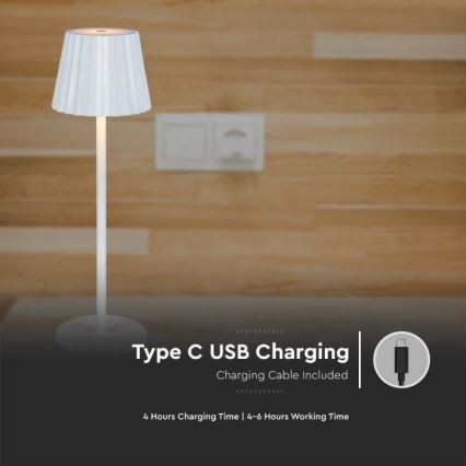 LED Dimbar uppladdningsbar touch bordslampa LED/4W/5V 3000-6000K 1800 mAh vit