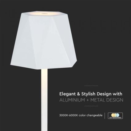 LED Dimbar uppladdningsbar touch bordslampa LED/4W/5V 3000-6000K 1800 mAh vit