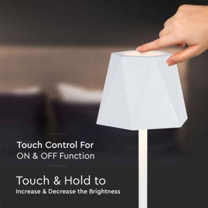 LED Dimbar uppladdningsbar touch bordslampa LED/4W/5V 3000-6000K 1800 mAh vit