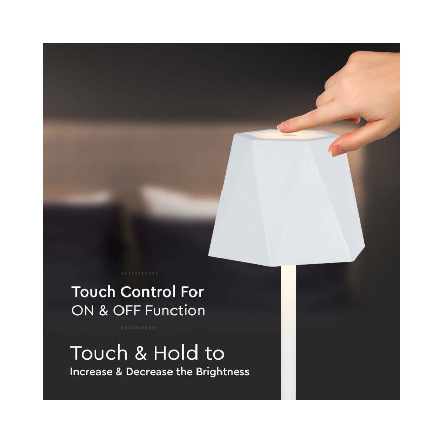 LED Dimbar uppladdningsbar touch bordslampa LED/4W/5V 3000-6000K 1800 mAh vit