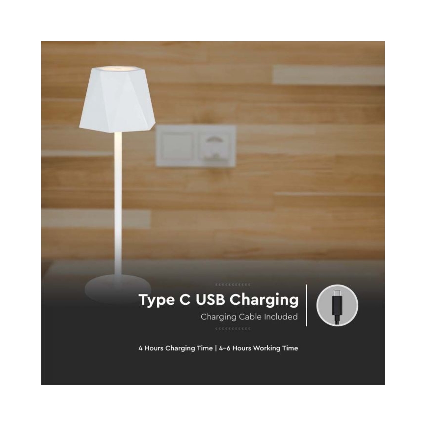 LED Dimbar uppladdningsbar touch bordslampa LED/4W/5V 3000-6000K 1800 mAh vit