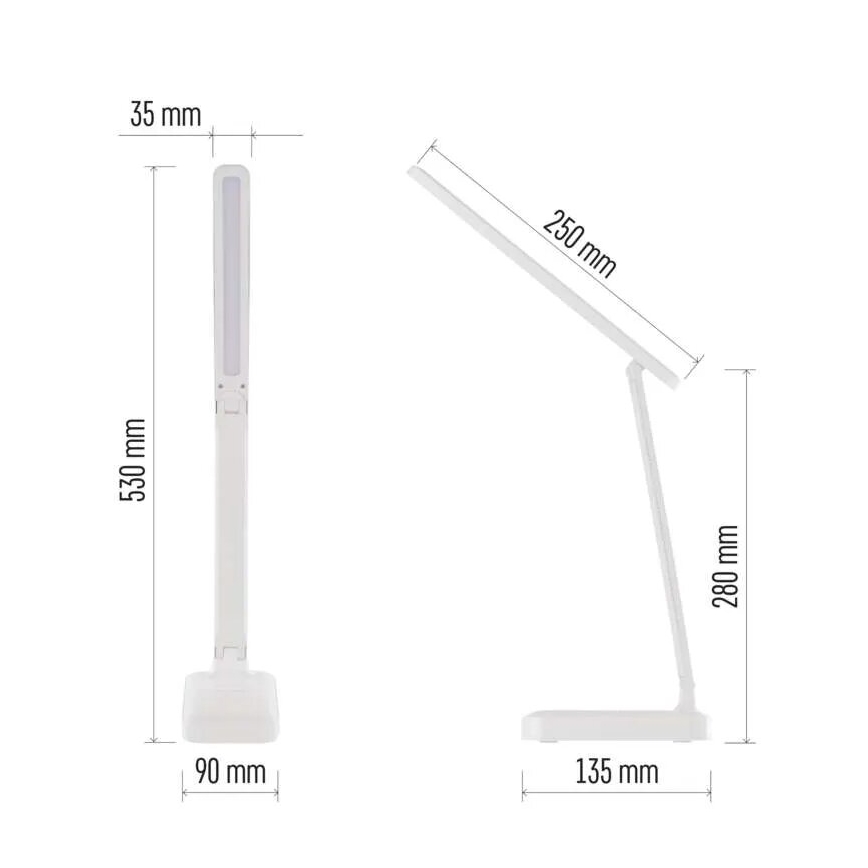 LED Ljusreglerad uppladdningsbar bordslampa LED/5W/3,7V 3000K/4000K/6500K 800mAh vit