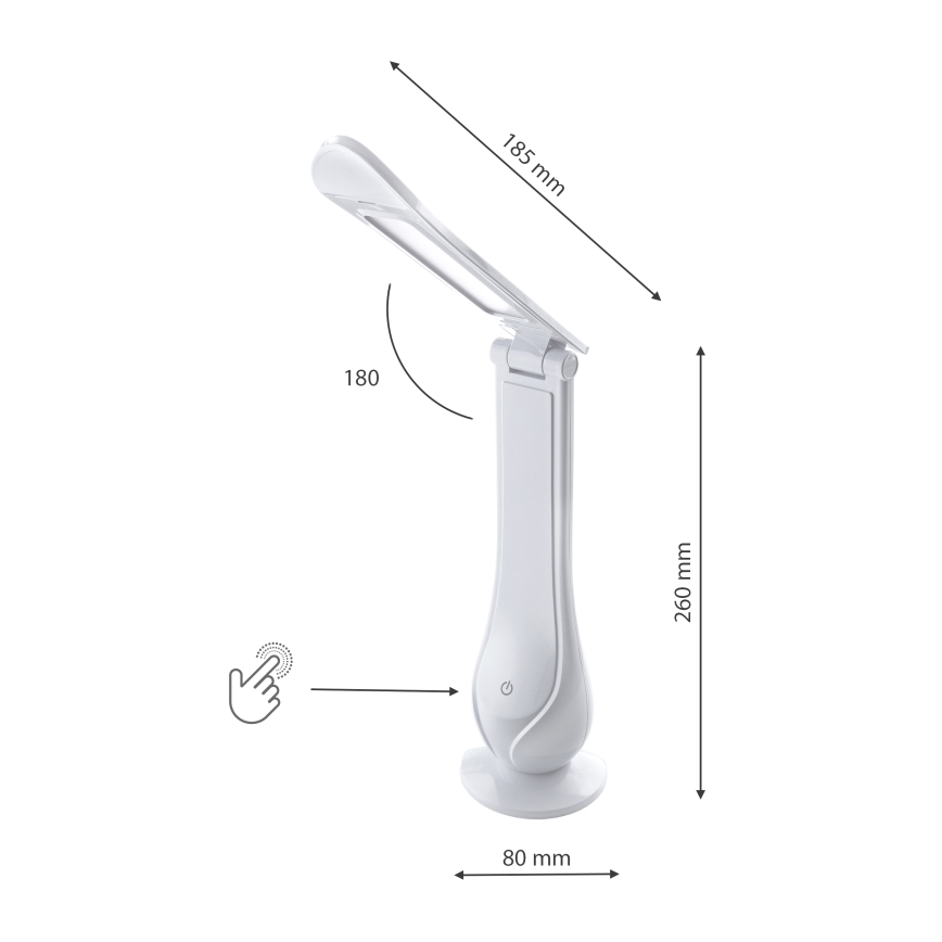 LED Ljusreglerad uppladdningsbar bordslampa LILLY LED/4W/5V 1200 mAh vit