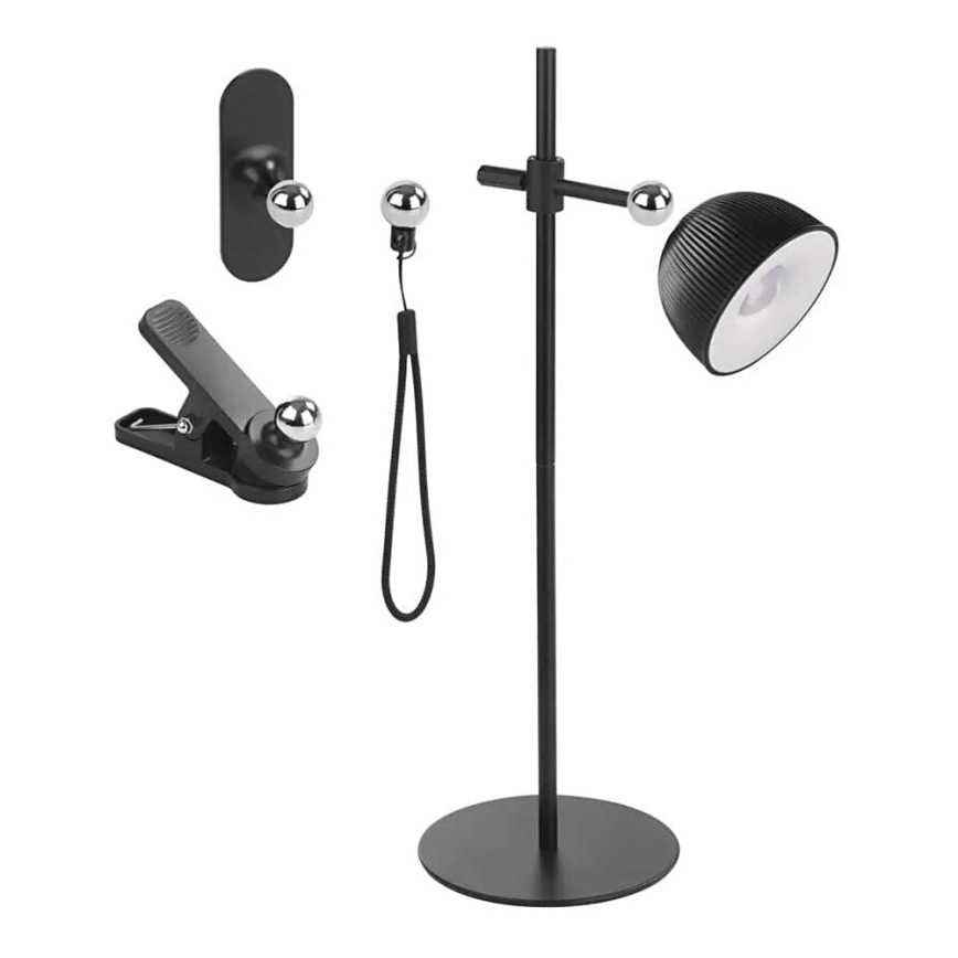 LED Ljusreglerad uppladdningsbar bordslampa magnetisk 04.01.2001 LED/4,2W/3,7V 4000K 1200mAh svart