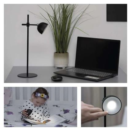 LED Ljusreglerad uppladdningsbar bordslampa magnetisk 04.01.2001 LED/4,2W/3,7V 4000K 1200mAh svart