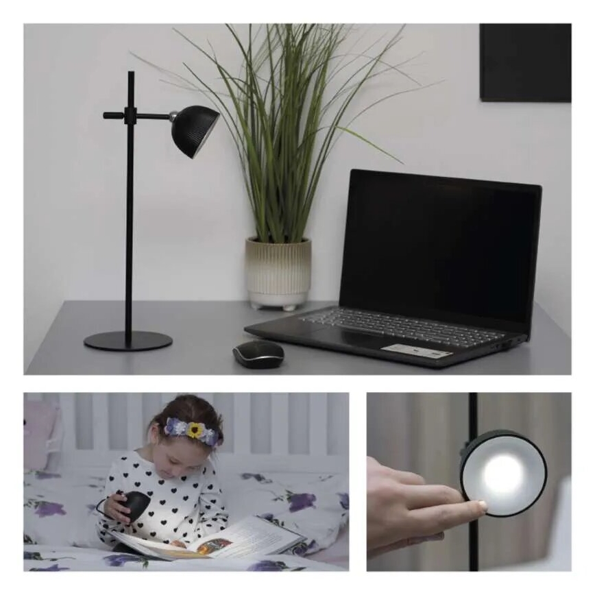 LED Ljusreglerad uppladdningsbar bordslampa magnetisk 04.01.2001 LED/4,2W/3,7V 4000K 1200mAh svart
