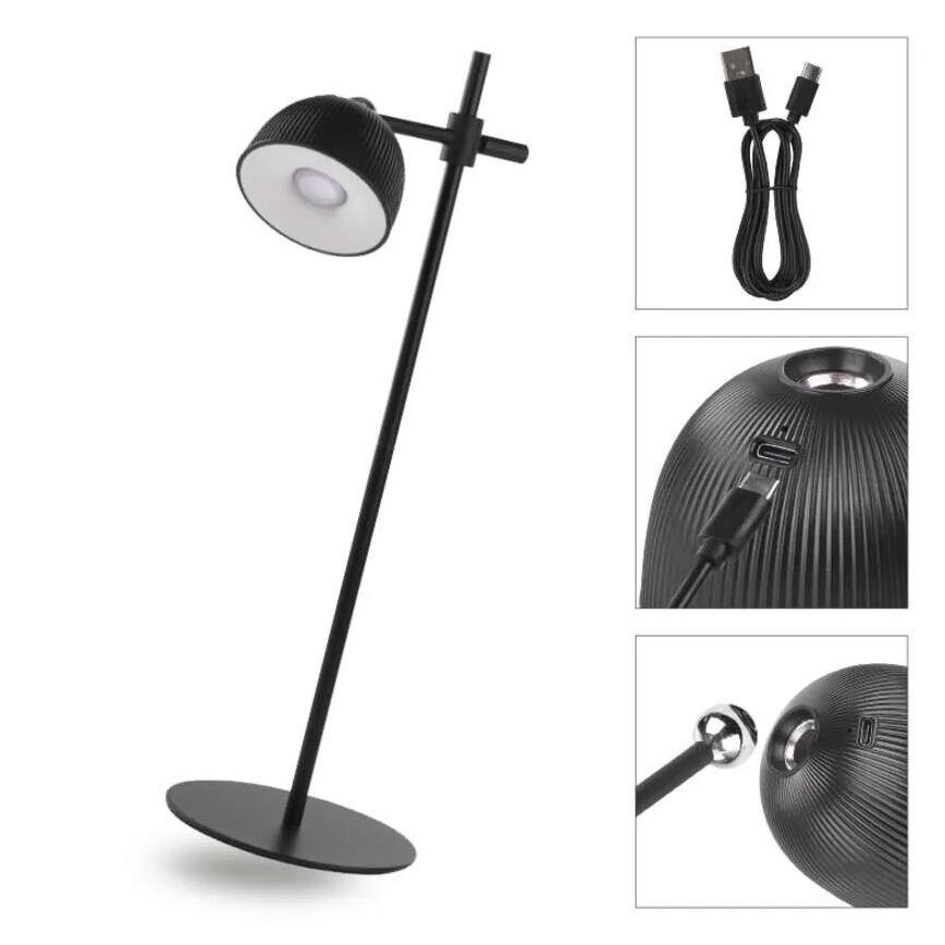 LED Ljusreglerad uppladdningsbar bordslampa magnetisk 04.01.2001 LED/4,2W/3,7V 4000K 1200mAh svart