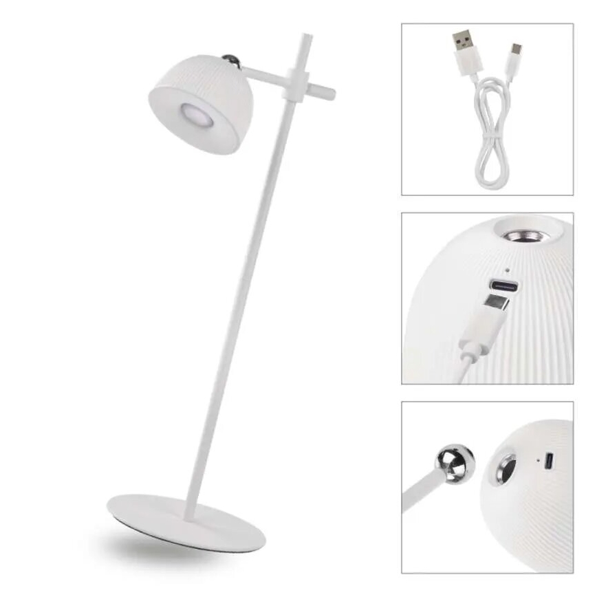 LED Ljusreglerad uppladdningsbar bordslampa magnetisk 04.01.2001 LED/4,2W/3,7V 4000K 1200mAh vit