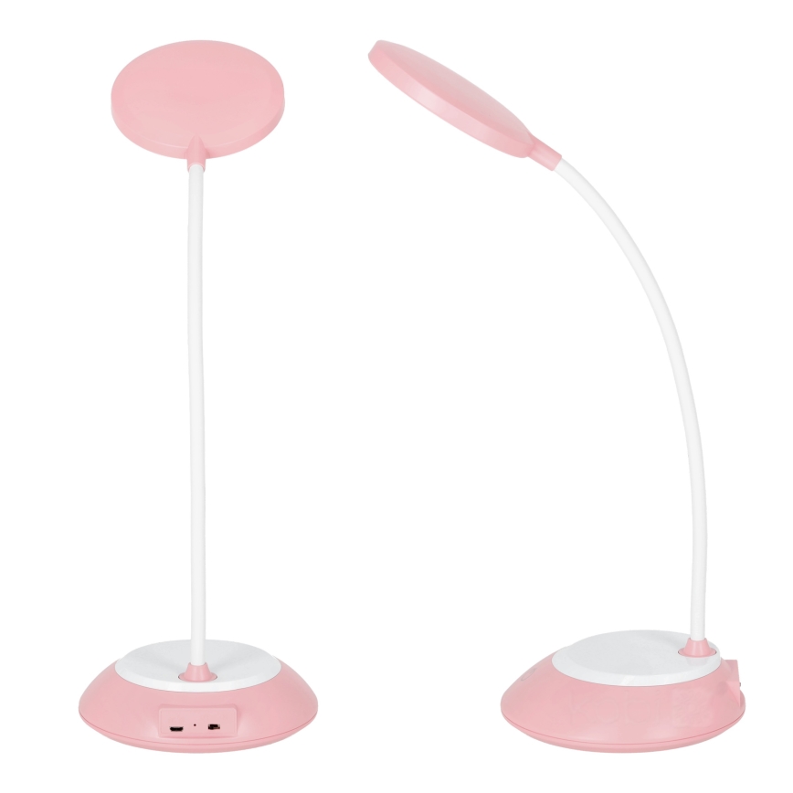 LED Ljusreglerad uppladdningsbar bordslampa VISUA LED/5W/5V 3000-5000K 1200 mAh rosa