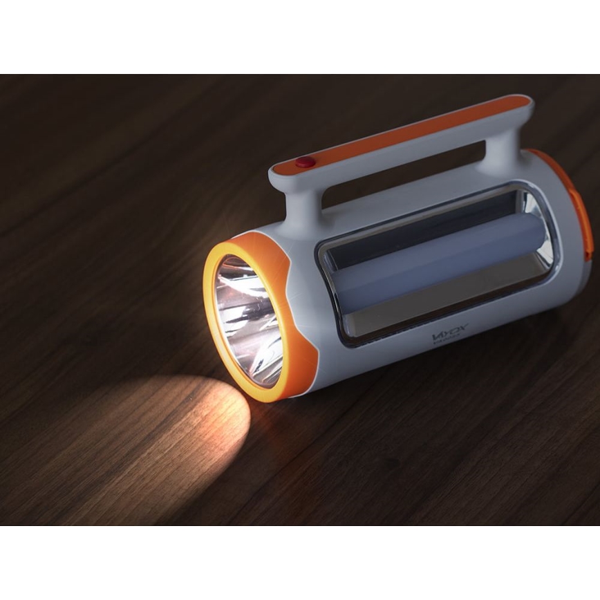 LED Ljusreglerad uppladdningsbar ficklampa 2i1 med strömbanksfunktion LED/5W/230V 3500 mAh