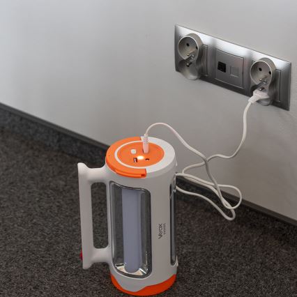 LED Ljusreglerad uppladdningsbar ficklampa 2i1 med strömbanksfunktion LED/5W/230V 3500 mAh