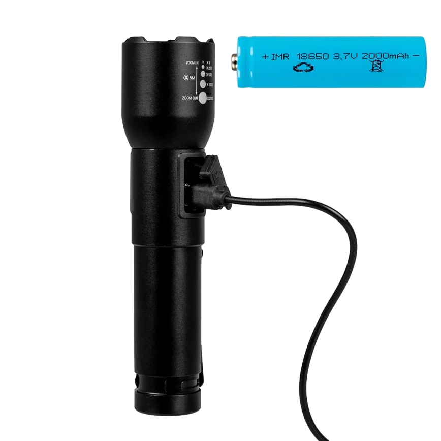 LED Ljusreglerad uppladdningsbar ficklampa LED/20W/5V IPX4 800 glansig 2000 mAh