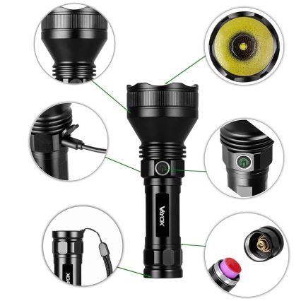 LED Ljusreglerad uppladdningsbar ficklampa LED/20W/5V IPX5 1900 glansig 5000 mAh