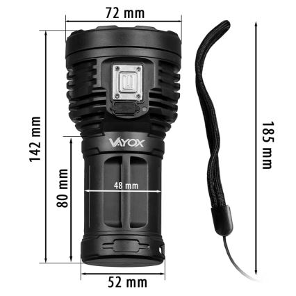 LED Ljusreglerad uppladdningsbar ficklampa LED/5V IPX4 600 glansig 1200 mAh