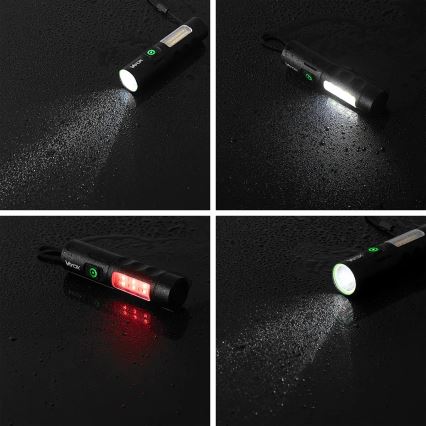 LED Ljusreglerad uppladdningsbar ficklampa med en rött ljus LED/5W/5V IPX4 250 glansig 2000 mAh