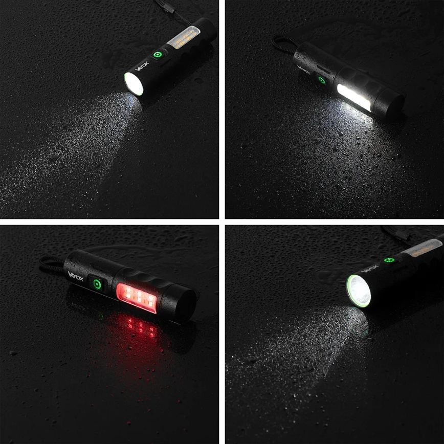 LED Ljusreglerad uppladdningsbar ficklampa med en rött ljus LED/5W/5V IPX4 250 glansig 2000 mAh