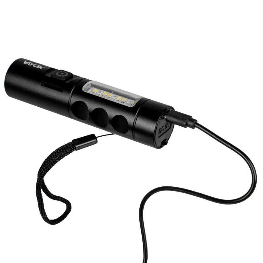 LED Ljusreglerad uppladdningsbar ficklampa med en rött ljus LED/5W/5V IPX4 250 glansig 2000 mAh