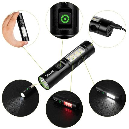 LED Ljusreglerad uppladdningsbar ficklampa med en rött ljus LED/5W/5V IPX4 250 glansig 2000 mAh