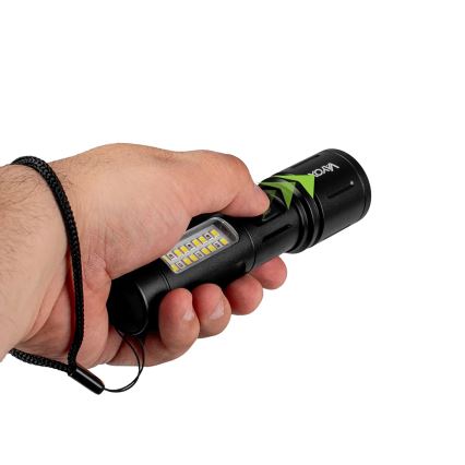 LED Ljusreglerad uppladdningsbar ficklampa med en rött ljus LED/5W/5V IPX4 260 glansig 2000 mAh
